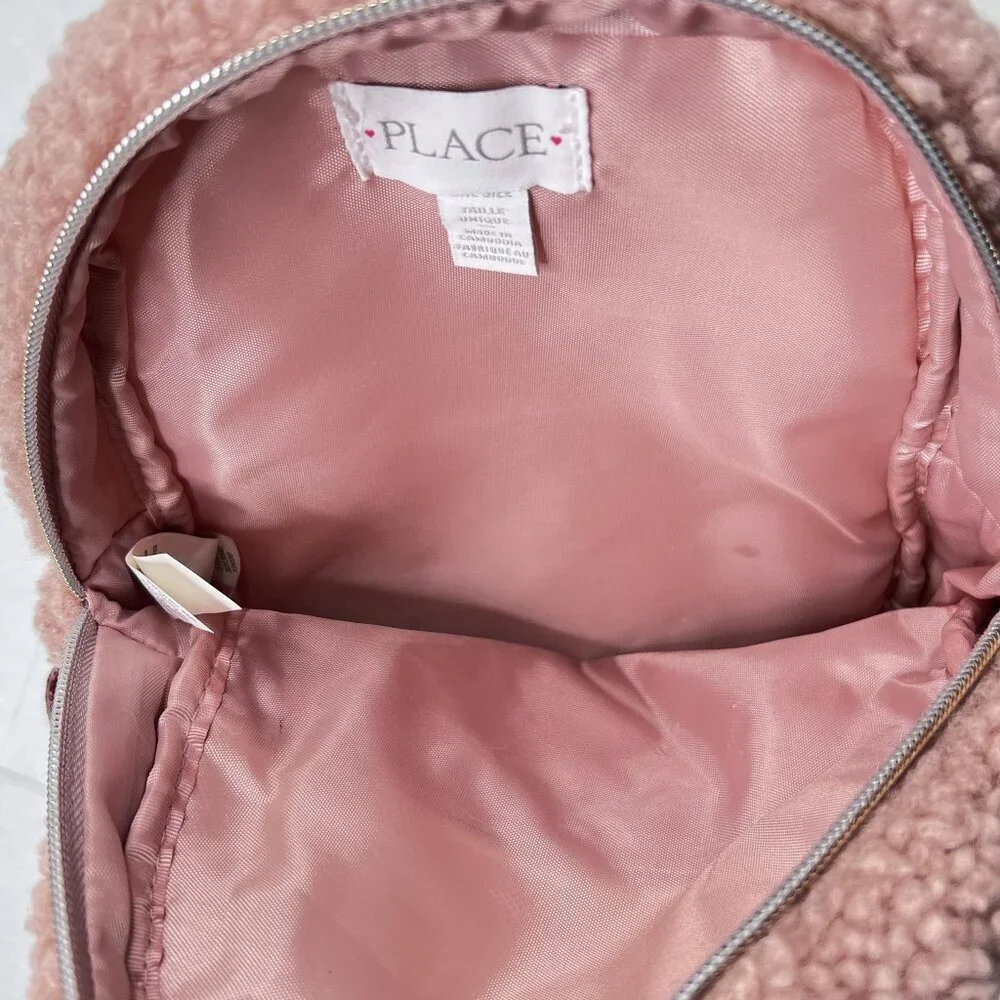 Place Jeweled Rhinestone‎ Bling Critter Sherpa Mini Backpack in Pressed Rose NWT